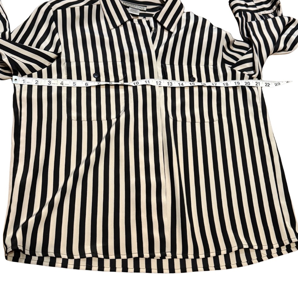 Notations Black Striped Button Down‎ Shirt Vintage Goth - Picture 4 of 7